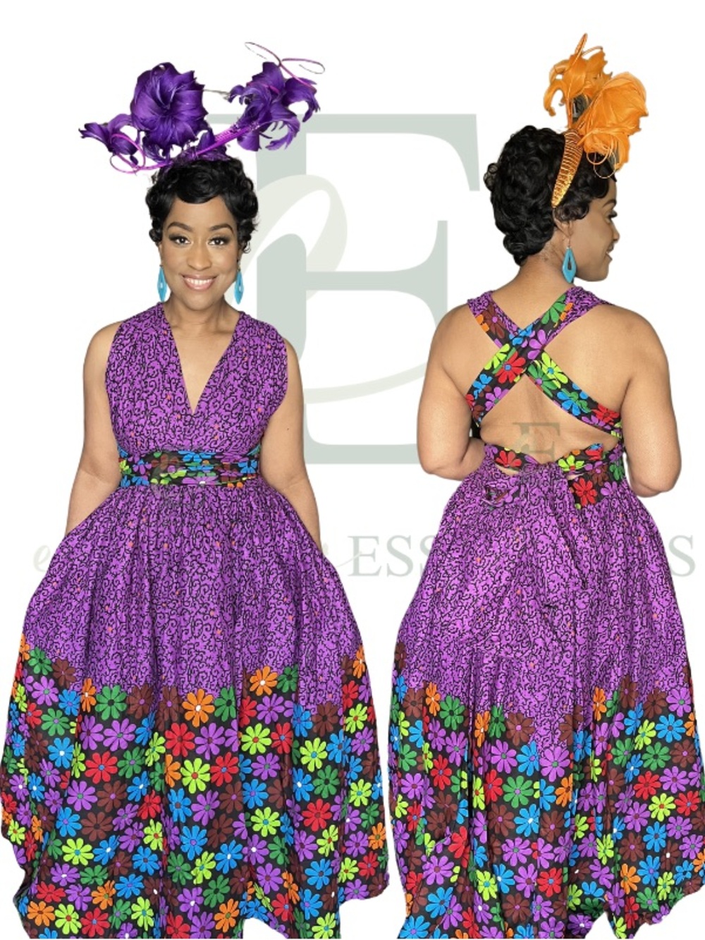 Purple Ankara Infinity Gown